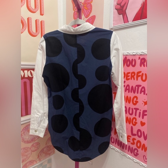 NWT URBAN BY ALEMBIKA URBAN DOTS
BUTTON DOWN SHIRT, NAVY - Picture 5 of 13